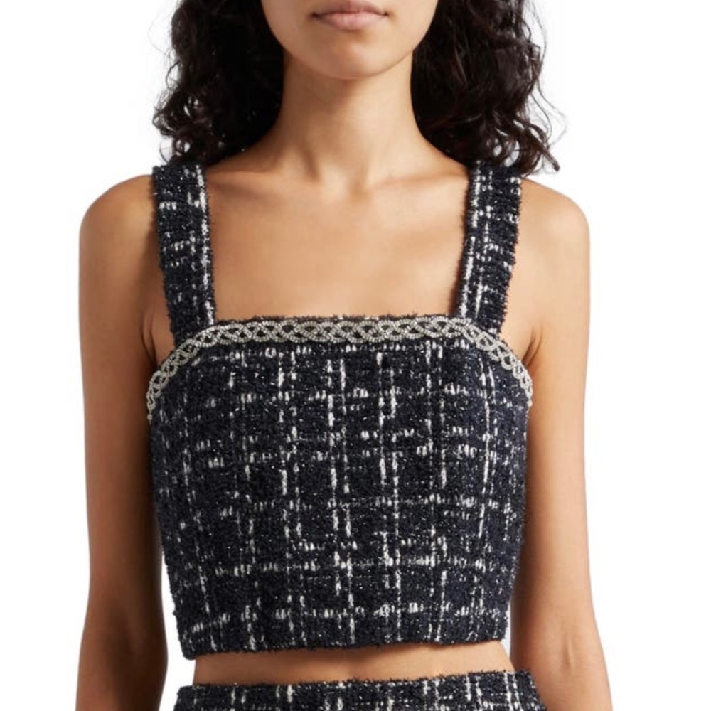 Alice + Olivia Ceresi Tweed Crop Tank Top